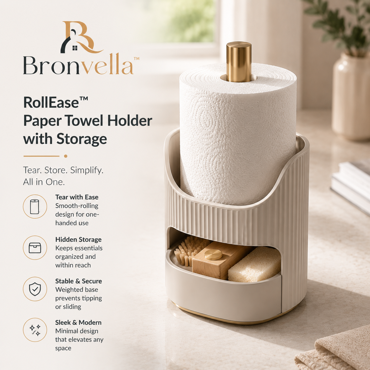 Bronvella™ CleanCore Luxe Roll & Storage Station